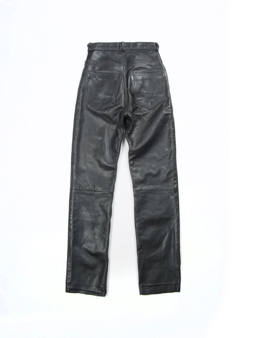 Vintage Vintage Frontline High Rise Black Leather Biker Pants Size 26" / US 2 / IT 38 - 2 Thumbnail