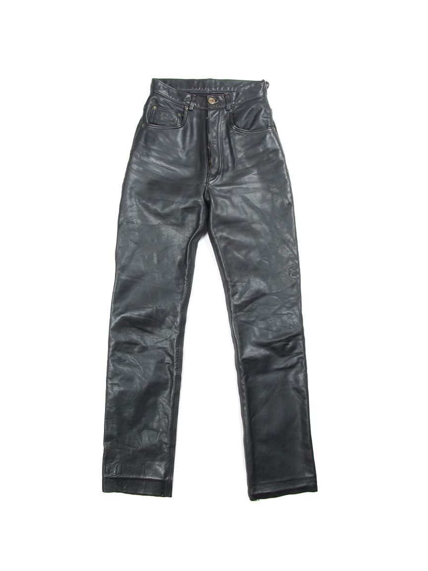 Vintage Vintage Frontline High Rise Black Leather Biker Pants Size 26" / US 2 / IT 38 - 1 Thumbnail