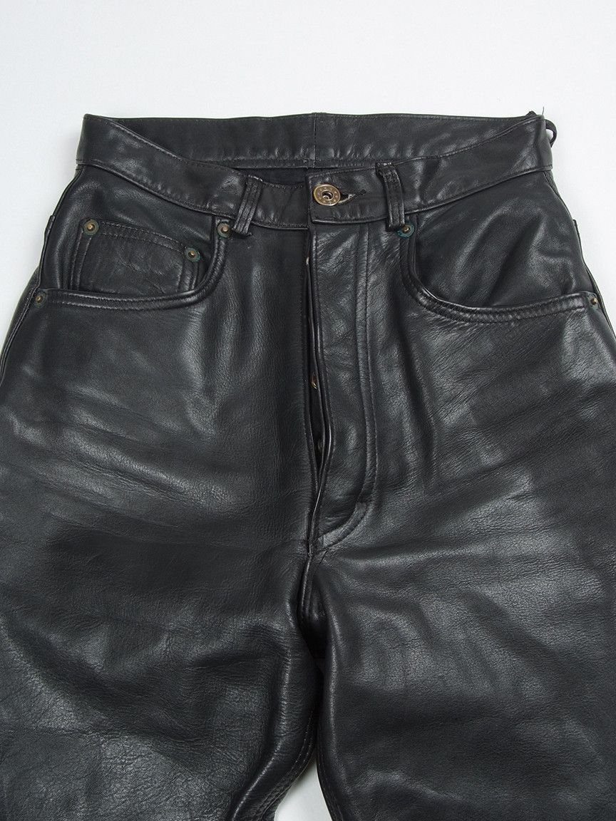 Vintage Vintage Frontline High Rise Black Leather Biker Pants Size 26" / US 2 / IT 38 - 3 Thumbnail