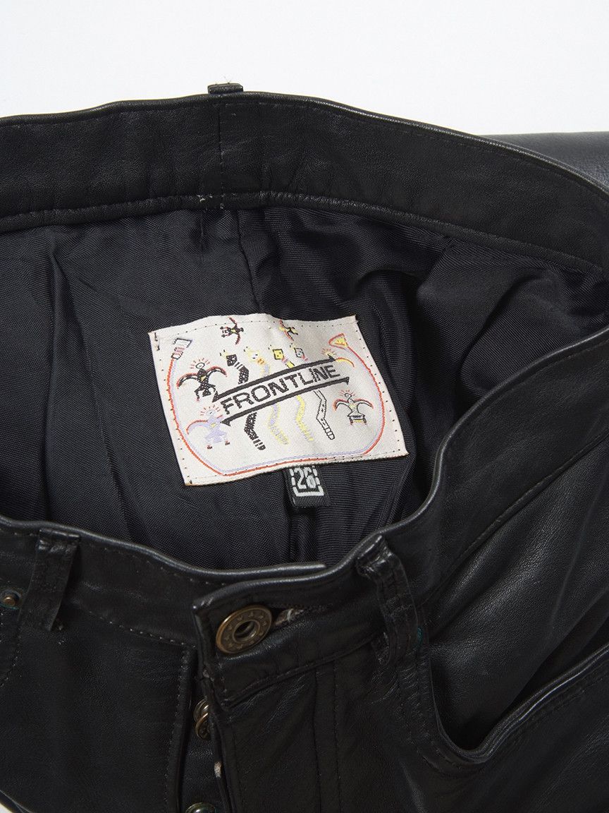 Vintage Vintage Frontline High Rise Black Leather Biker Pants Size 26" / US 2 / IT 38 - 4 Thumbnail