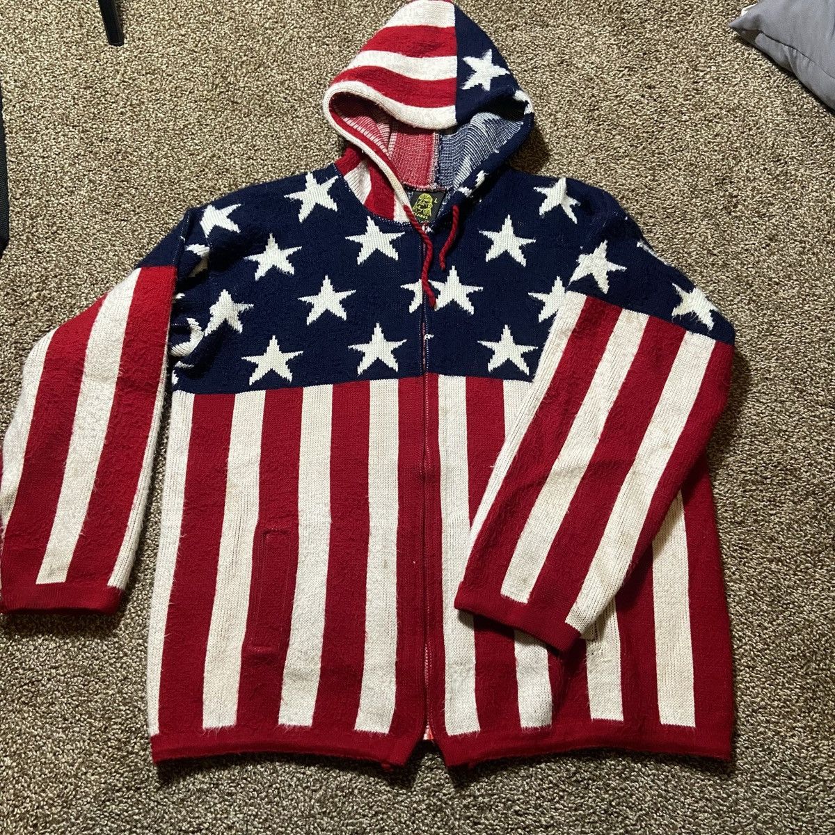 Vintage Tejidos Ruminahui Sweater XL American 2024 Flag Wool