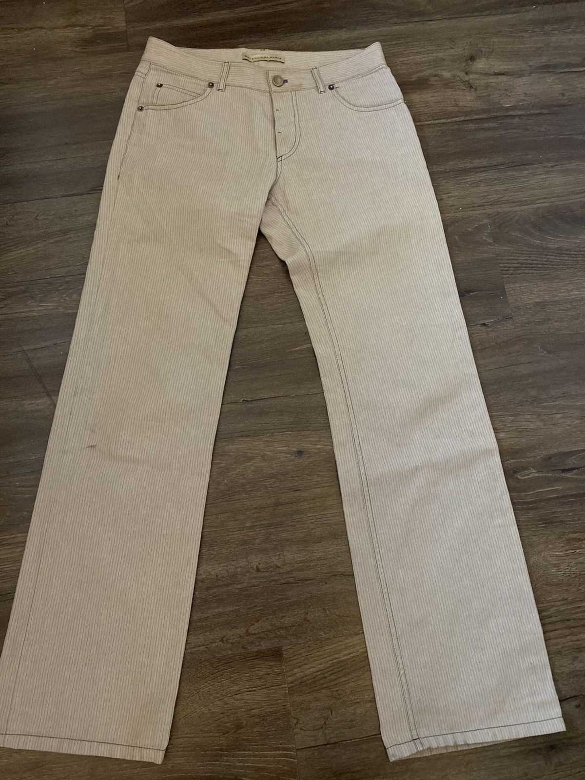 Balenciaga Balenciaga Embroidered Pinstripe Pant Size US 28 / EU 44 - 1 Thumbnail