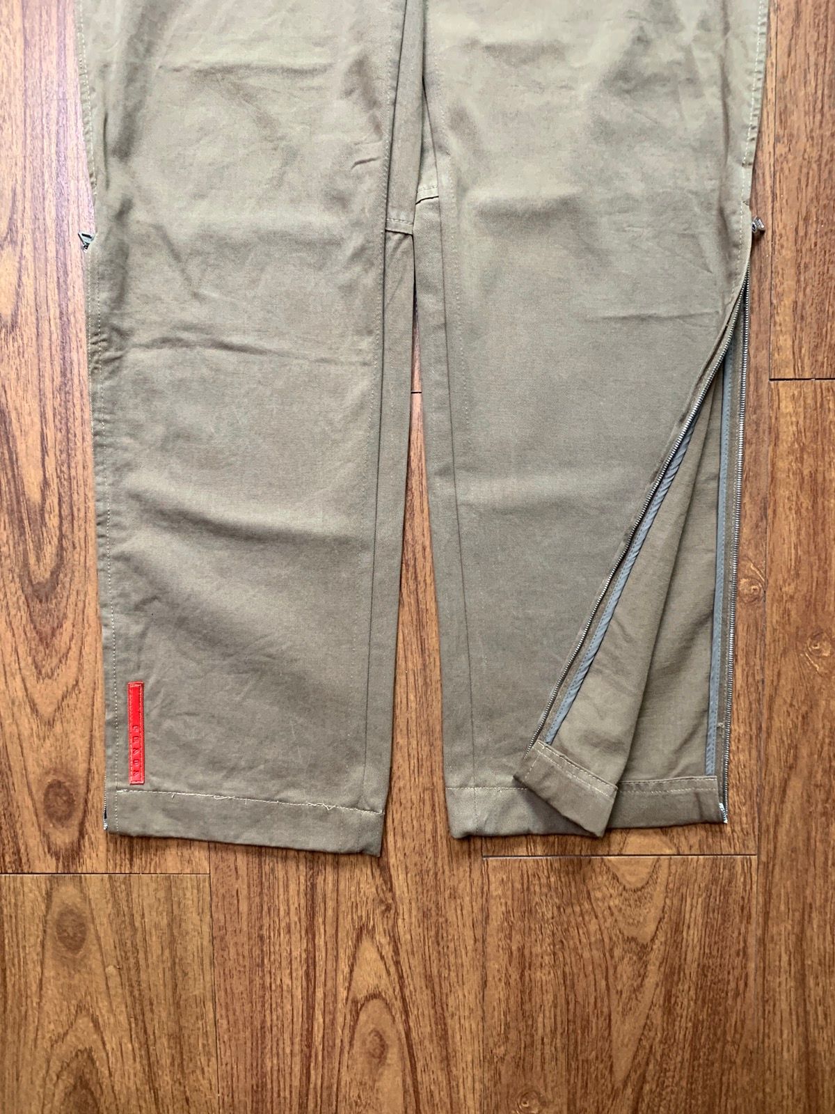 Pre-owned Prada Sport Red Tab Zip Trousers In Brown