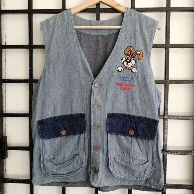 Japanese Brand × Jean × Vintage 💣 OFFER Vtg JEAN LOUIS FRADET Like Denim Vest Size US M / EU 48-50 / 2 - 1 Thumbnail