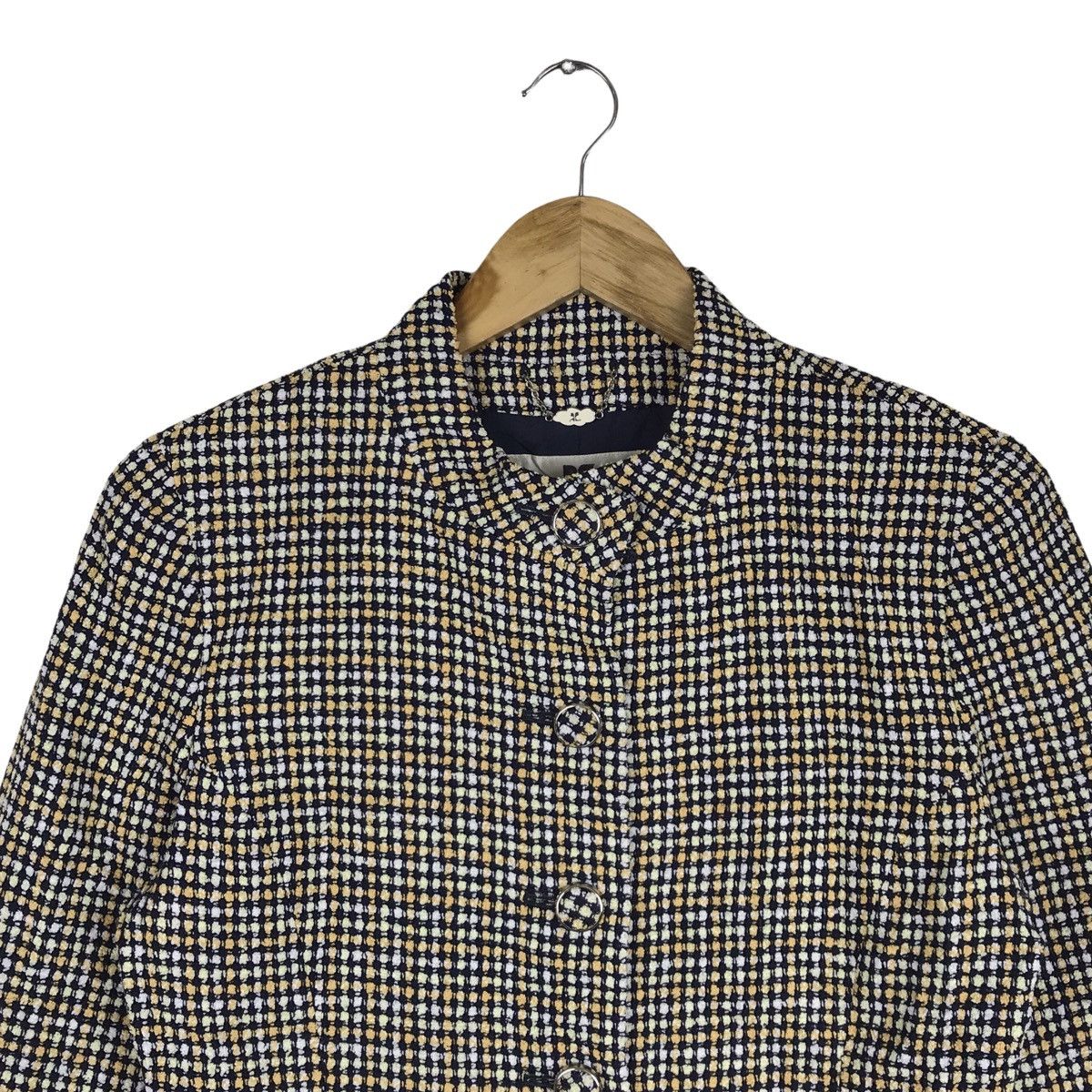 Courreges × Japanese Brand Vintage 90s Courreges Houndstooth Notched Crop Top Jacket Size US S / EU 44-46 / 1 - 2 Thumbnail