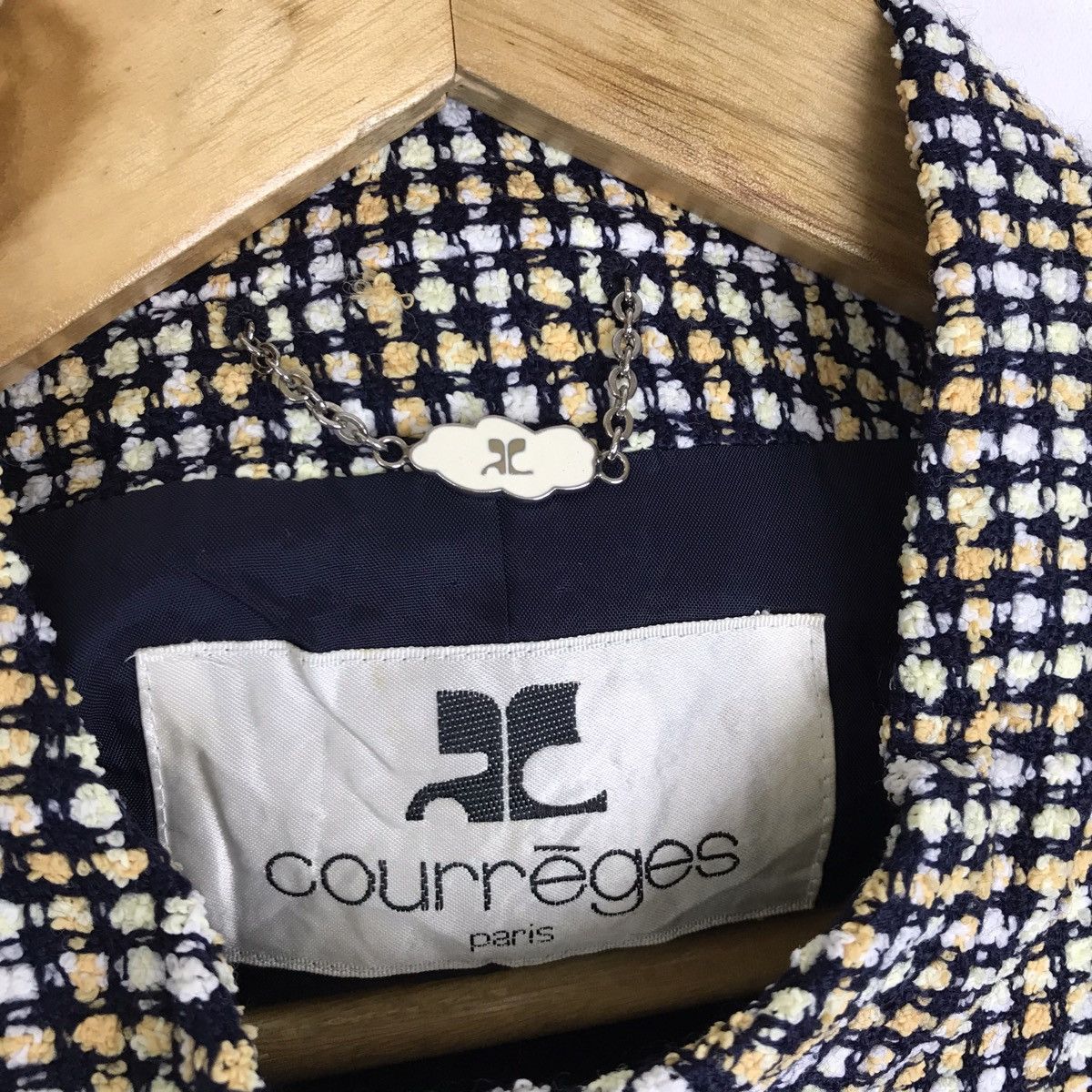 Courreges × Japanese Brand Vintage 90s Courreges Houndstooth Notched Crop Top Jacket Size US S / EU 44-46 / 1 - 6 Thumbnail