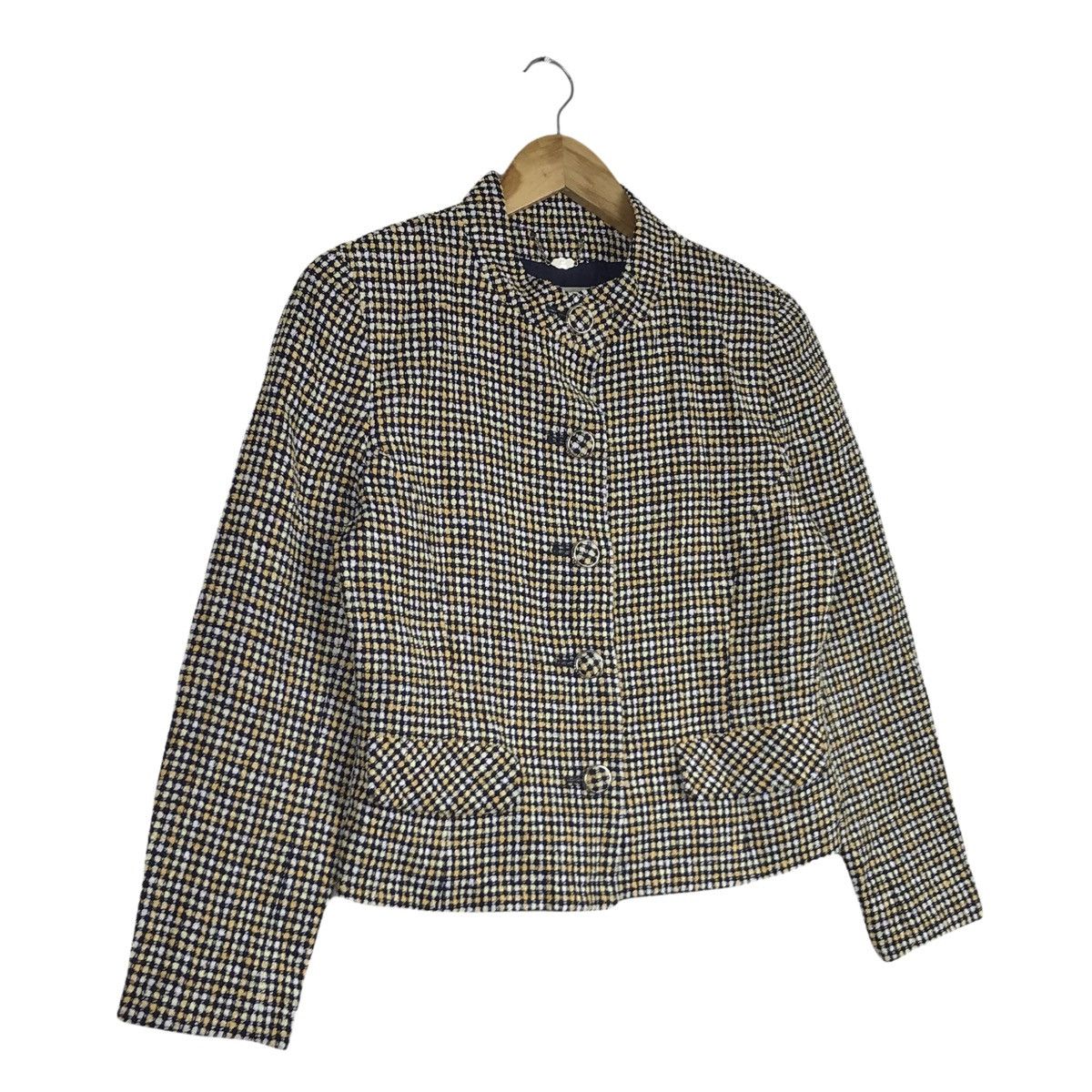 Courreges × Japanese Brand Vintage 90s Courreges Houndstooth Notched Crop Top Jacket Size US S / EU 44-46 / 1 - 4 Thumbnail