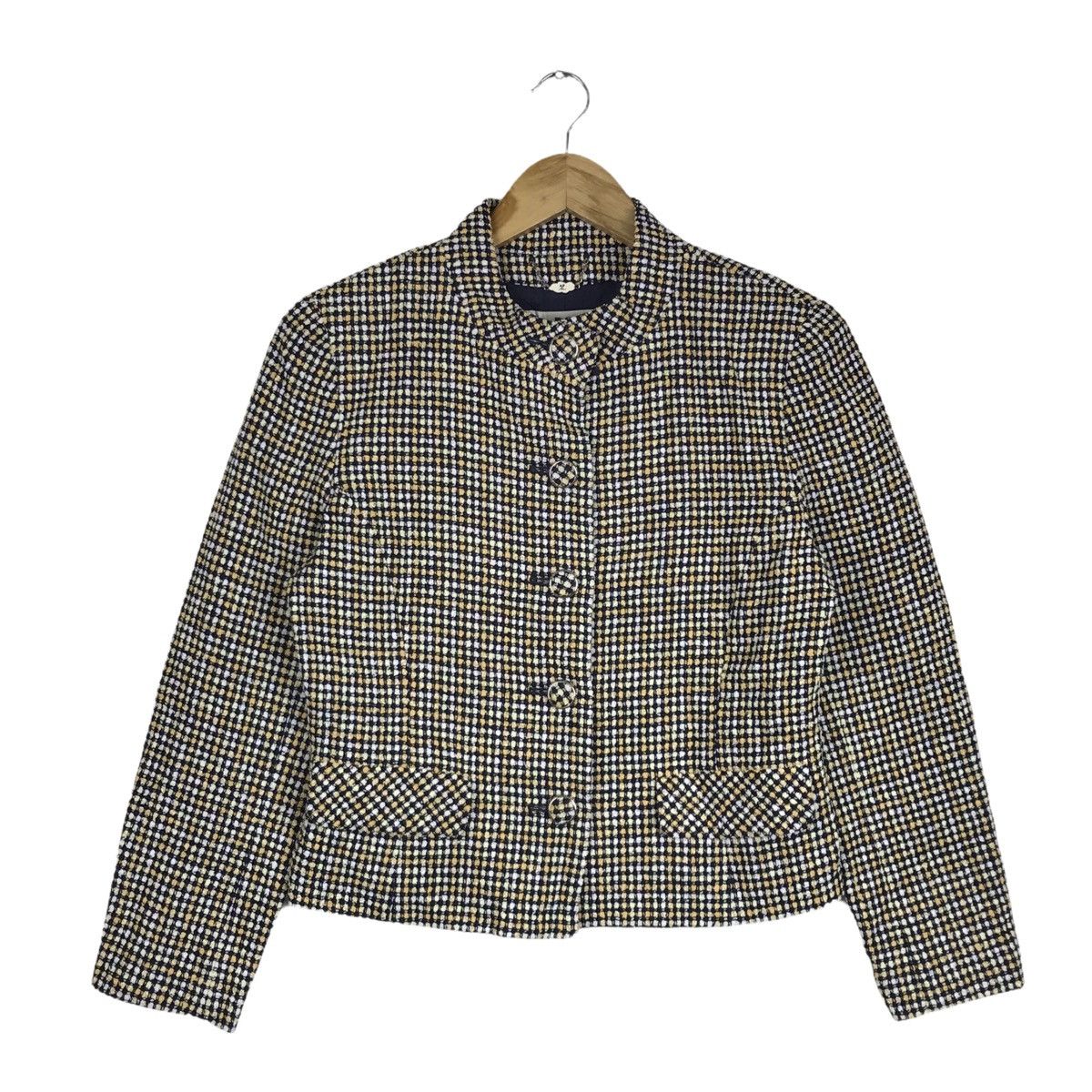 Courreges × Japanese Brand Vintage 90s Courreges Houndstooth Notched Crop Top Jacket Size US S / EU 44-46 / 1 - 1 Thumbnail