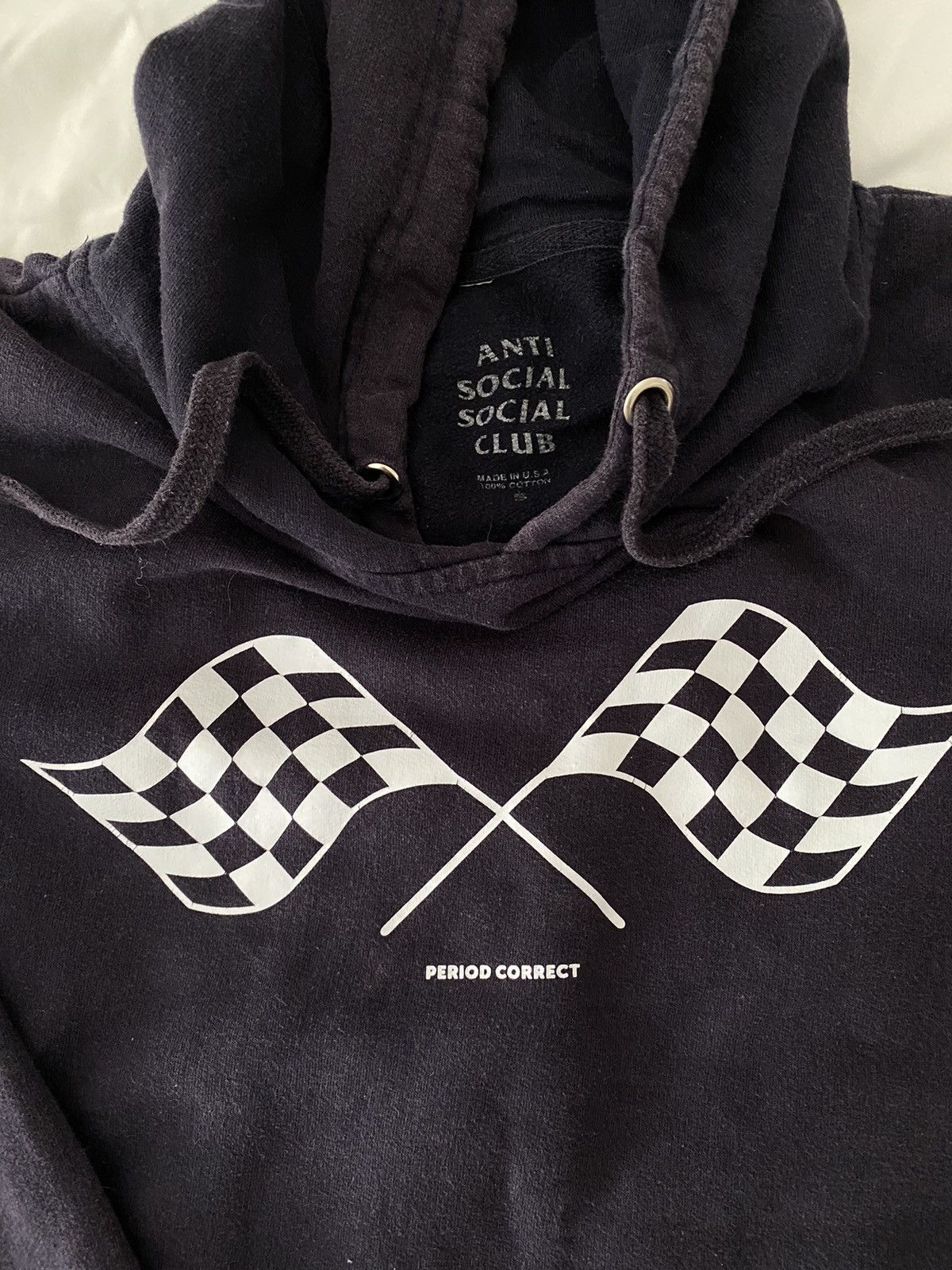 ASSC x Period Correct White Logo Navy Hoodie Size Small