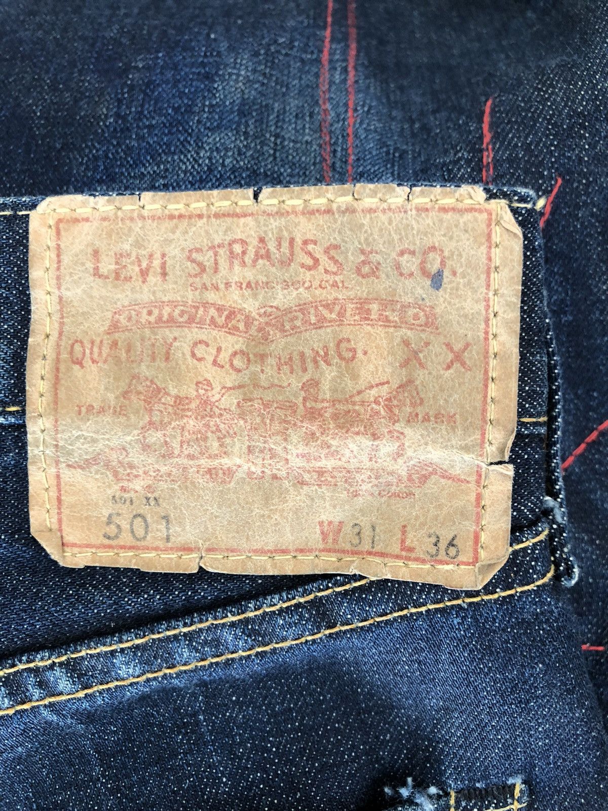 Levi's Vintage Clothing Vintage 2001 LVC Levi’s 501 Jeans Big E Denim Selvedge Jeans Size US 31 - 23 Thumbnail