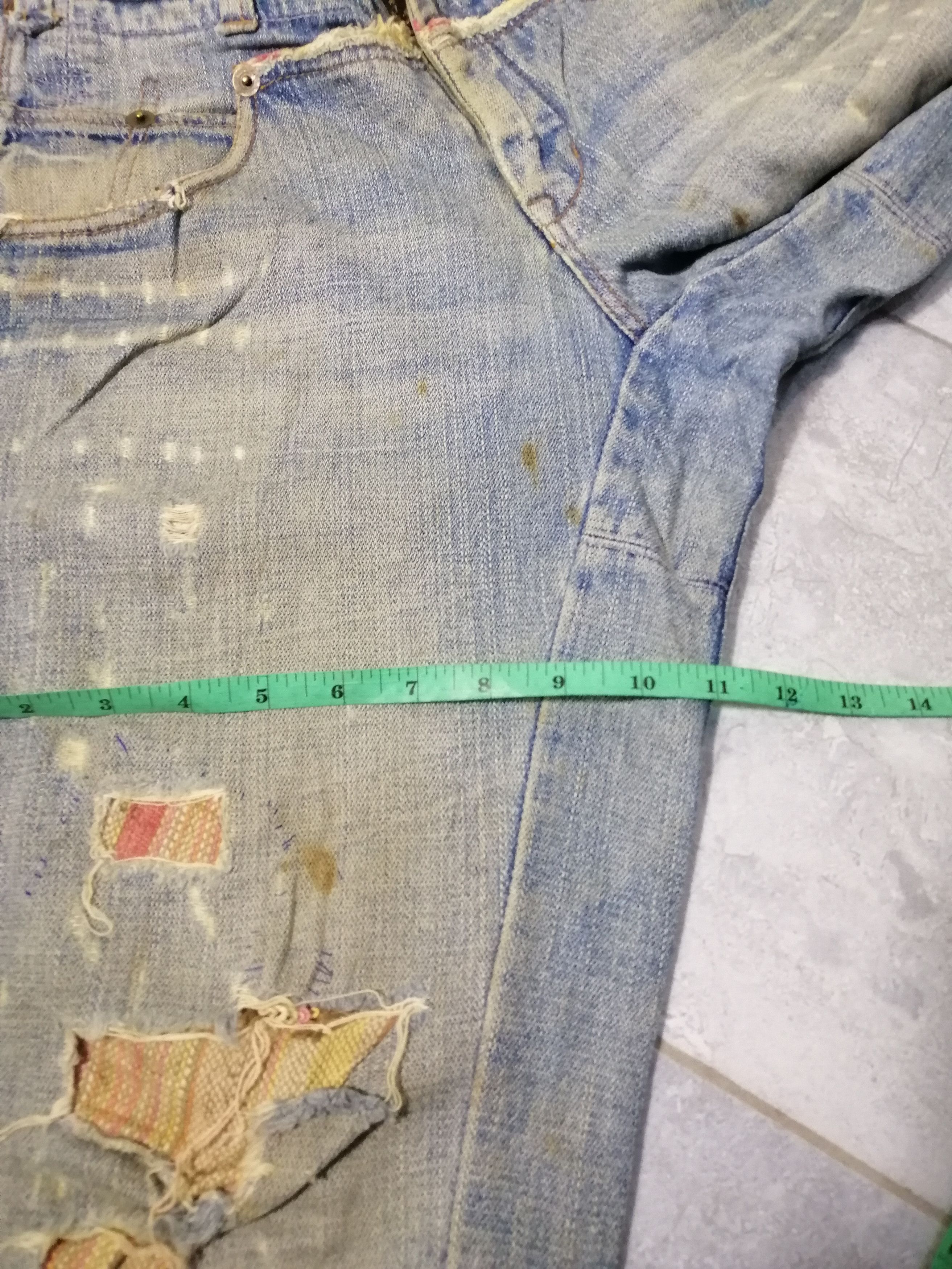 Japanese Brand Big Shark Jeans Distressed Straight Fit Boro Size US 33 - 10 Thumbnail