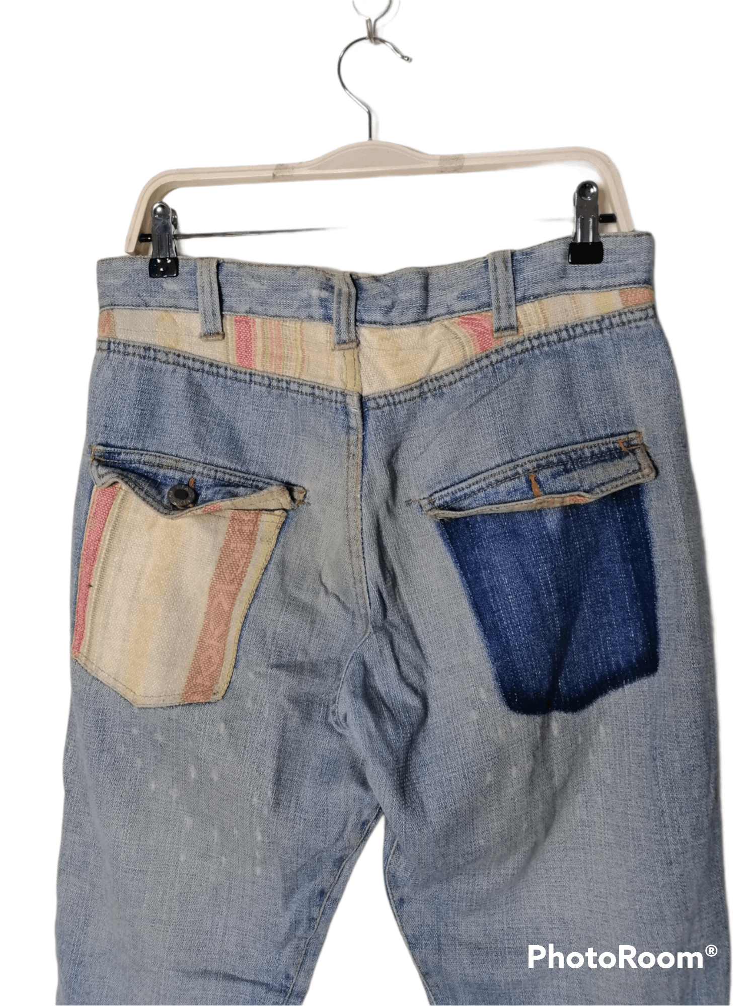 Japanese Brand Big Shark Jeans Distressed Straight Fit Boro Size US 33 - 5 Thumbnail