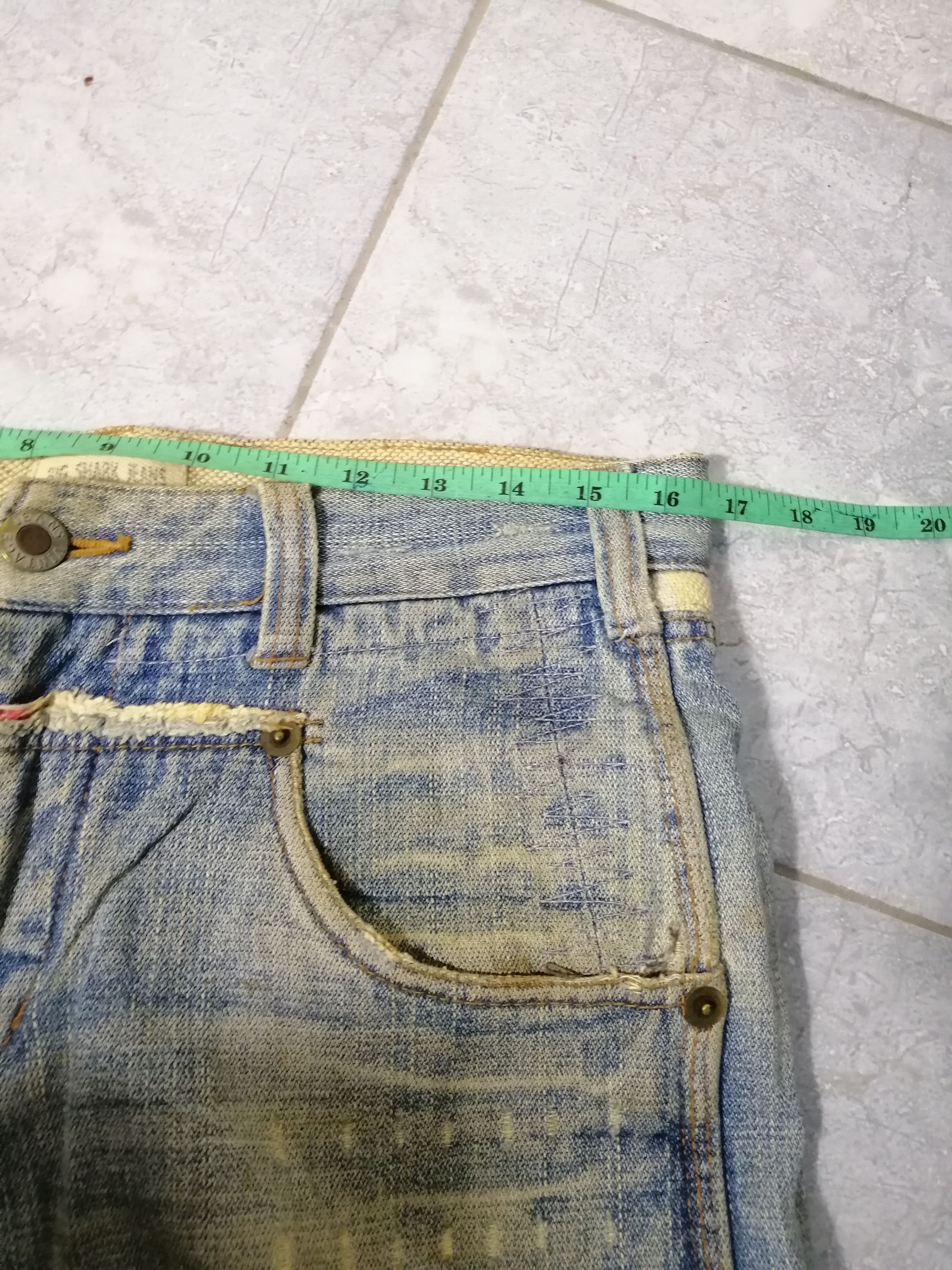 Japanese Brand Big Shark Jeans Distressed Straight Fit Boro Size US 33 - 8 Thumbnail