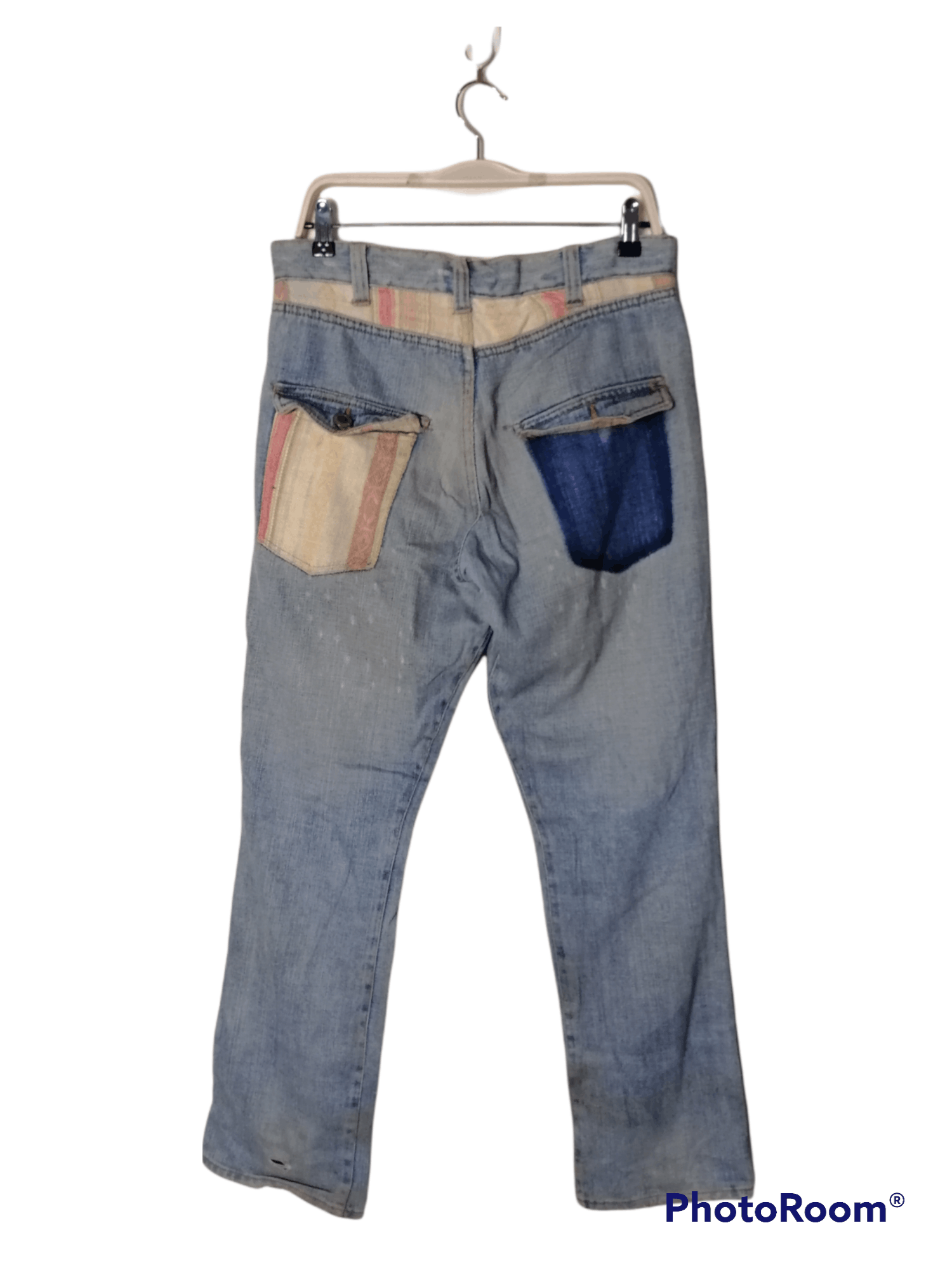 Japanese Brand Big Shark Jeans Distressed Straight Fit Boro Size US 33 - 4 Thumbnail