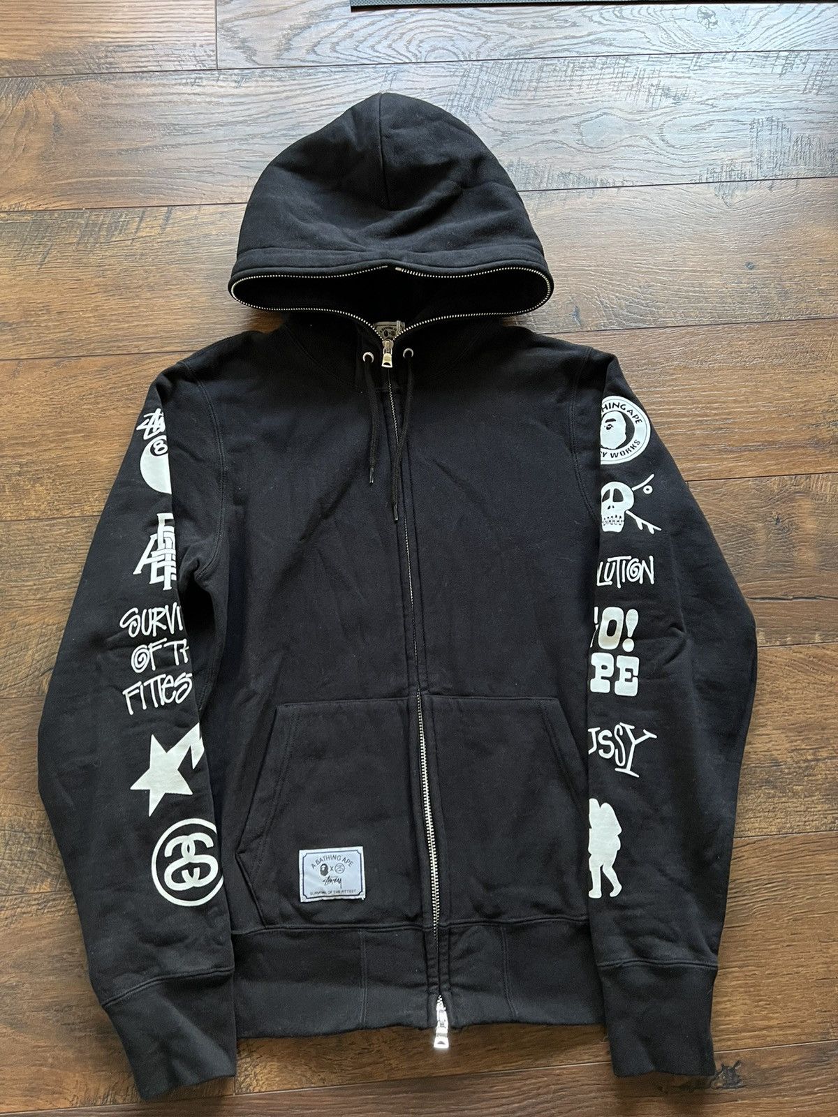 Bape Stussy Bape Stussy Full Zip Hoodie Grailed