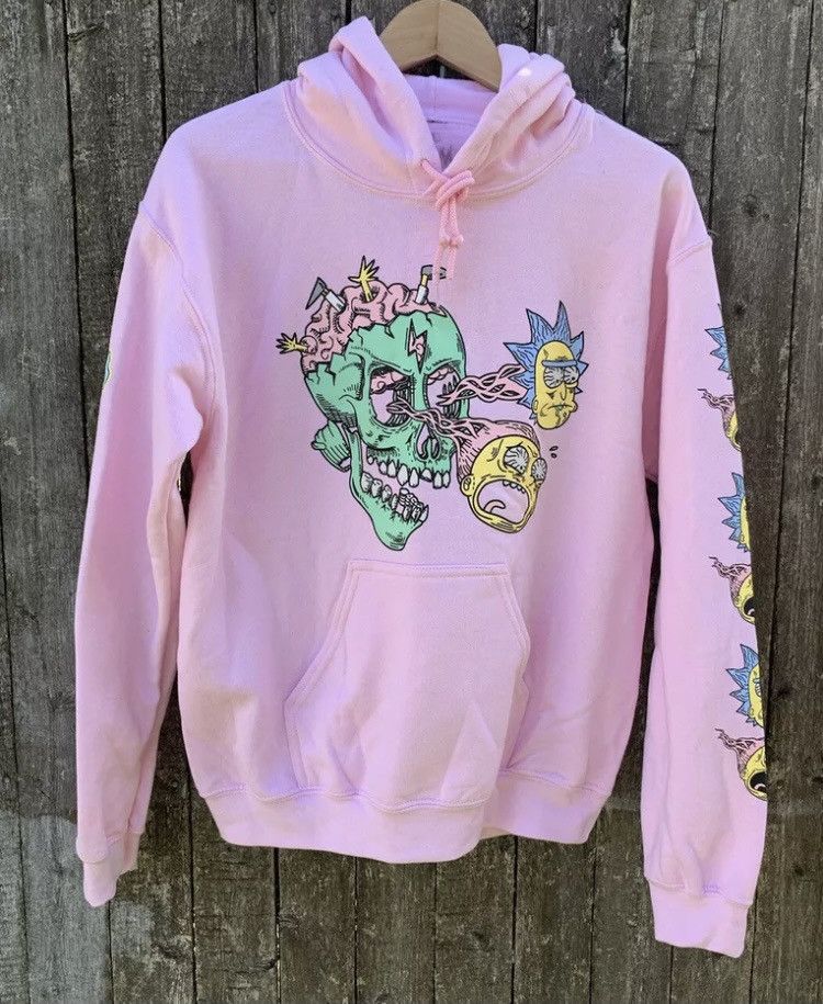 Rick And Morty Adult swim pink hoodie small