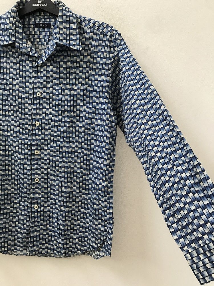 wjk JUNMEN Japan Blue Bamboo Striped Design Long Sleeve Shirt Size US M / EU 48-50 / 2 - 10 Thumbnail