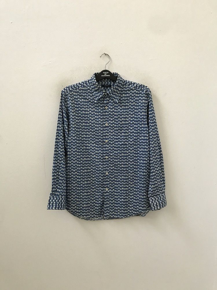 wjk JUNMEN Japan Blue Bamboo Striped Design Long Sleeve Shirt Size US M / EU 48-50 / 2 - 7 Thumbnail
