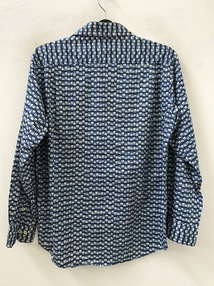 wjk JUNMEN Japan Blue Bamboo Striped Design Long Sleeve Shirt Size US M / EU 48-50 / 2 - 11 Thumbnail