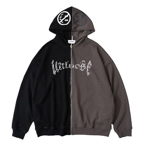 Japanese Brand × Vintage BLACK FRIDAY SALE Split Colour Zip Up Hoodie Sweater Size US M / EU 48-50 / 2 - 9 Thumbnail