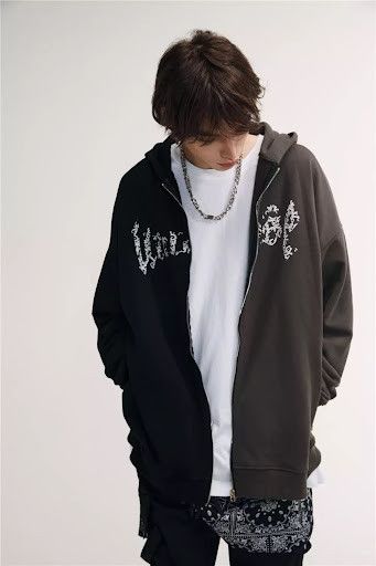 Japanese Brand × Vintage BLACK FRIDAY SALE Split Colour Zip Up Hoodie Sweater Size US M / EU 48-50 / 2 - 2 Thumbnail