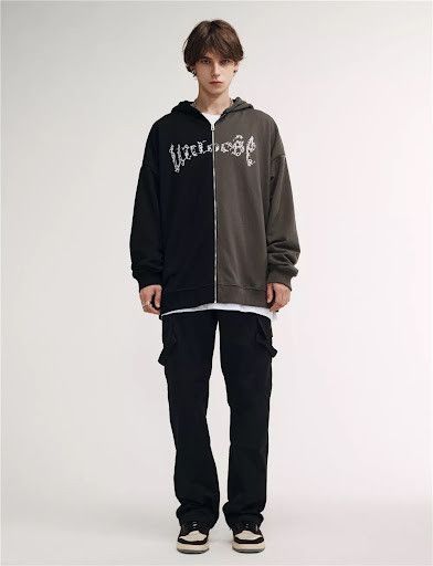 Japanese Brand × Vintage BLACK FRIDAY SALE Split Colour Zip Up Hoodie Sweater Size US M / EU 48-50 / 2 - 7 Thumbnail