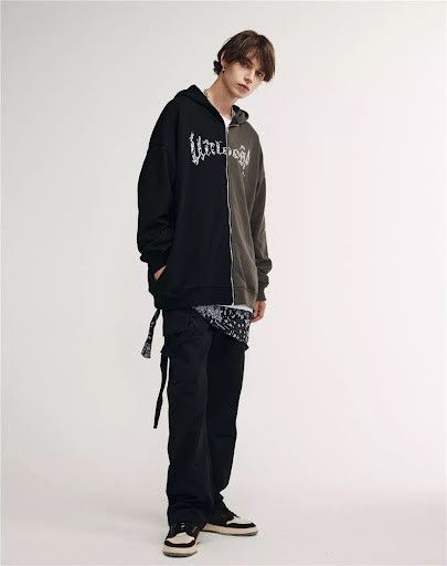 Japanese Brand × Vintage BLACK FRIDAY SALE Split Colour Zip Up Hoodie Sweater Size US M / EU 48-50 / 2 - 8 Thumbnail