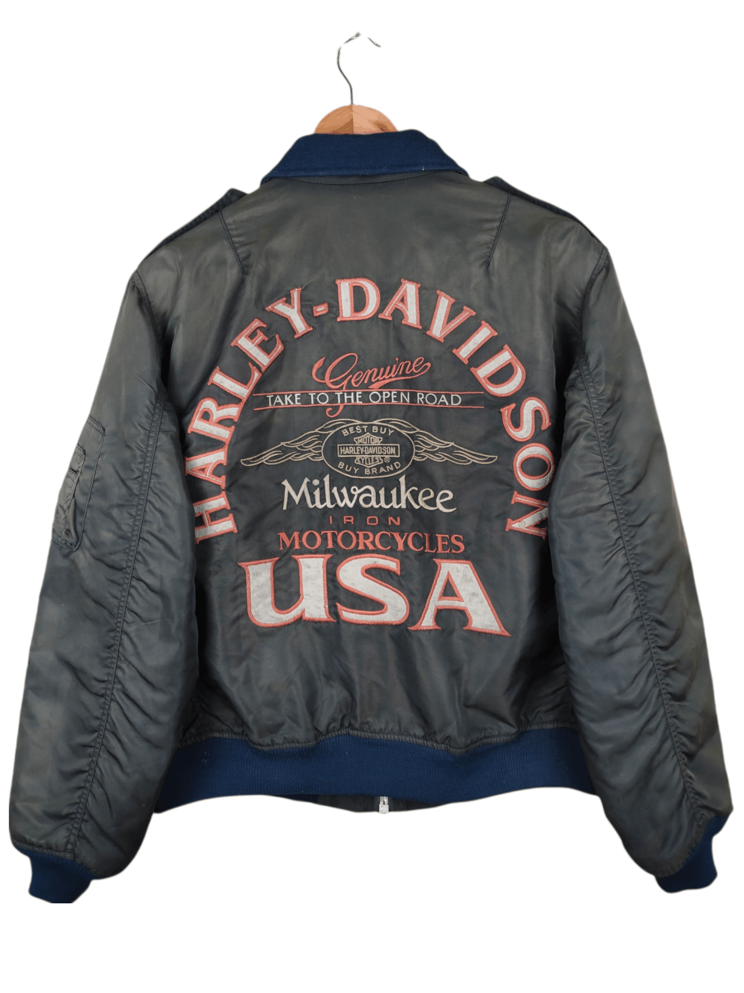 Harley Davidson Vintage Harley Davidson Embroided Logo Bomber Jacket Size US M / EU 48-50 / 2 - 1 Thumbnail