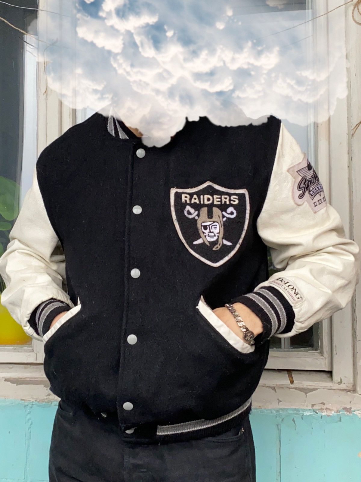 Delong × NFL × Vintage Vintage Raiders varsity jacket