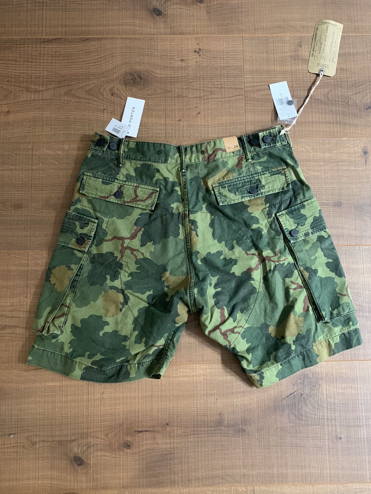 RRL Ralph Lauren RRL Green Camouflage-Print Cotton-Canvas Cargo Shorts Size US 34 / EU 50 - 10 Thumbnail