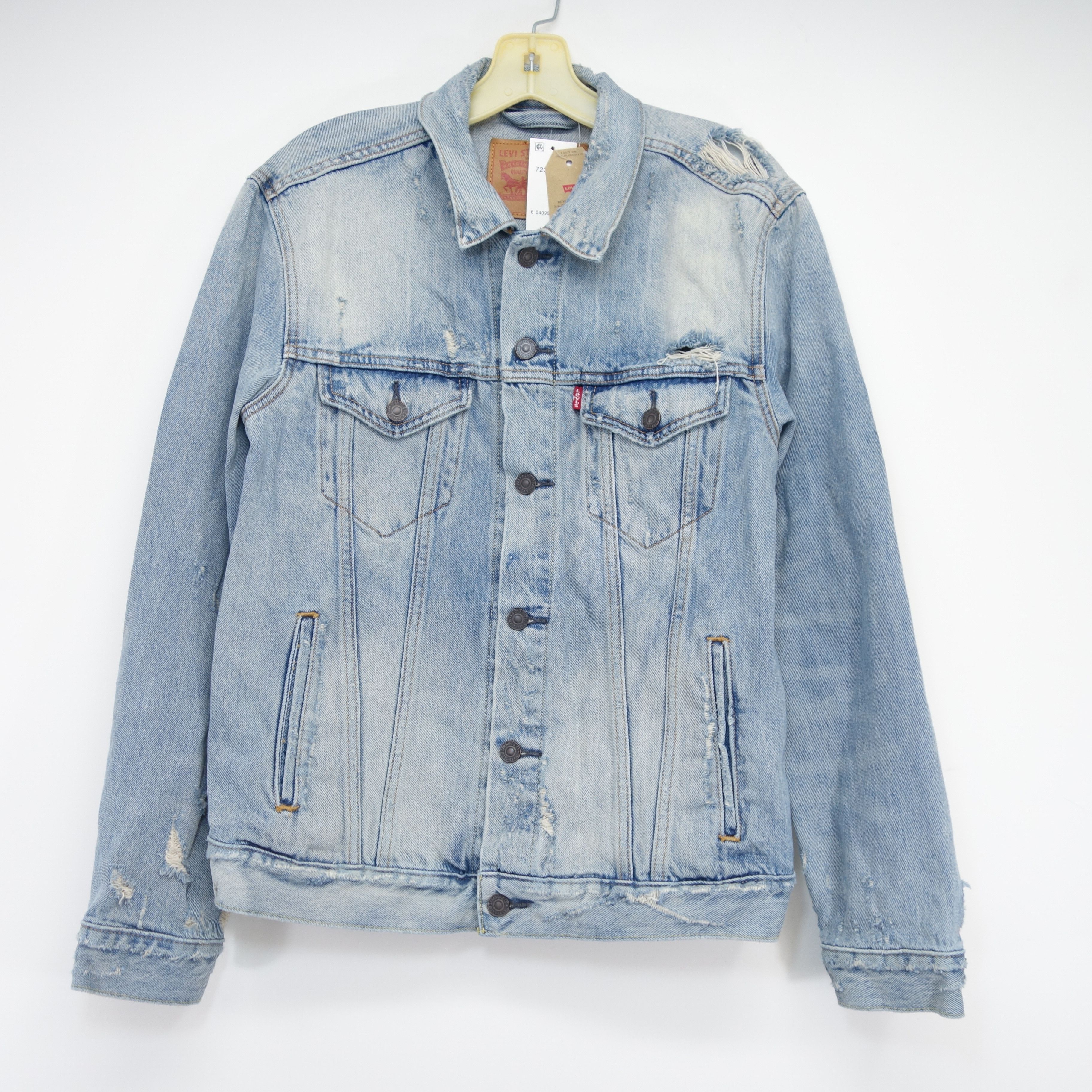 Vintage Ripped Skate 72334 Trucker Denim Jean Jacket Sz M