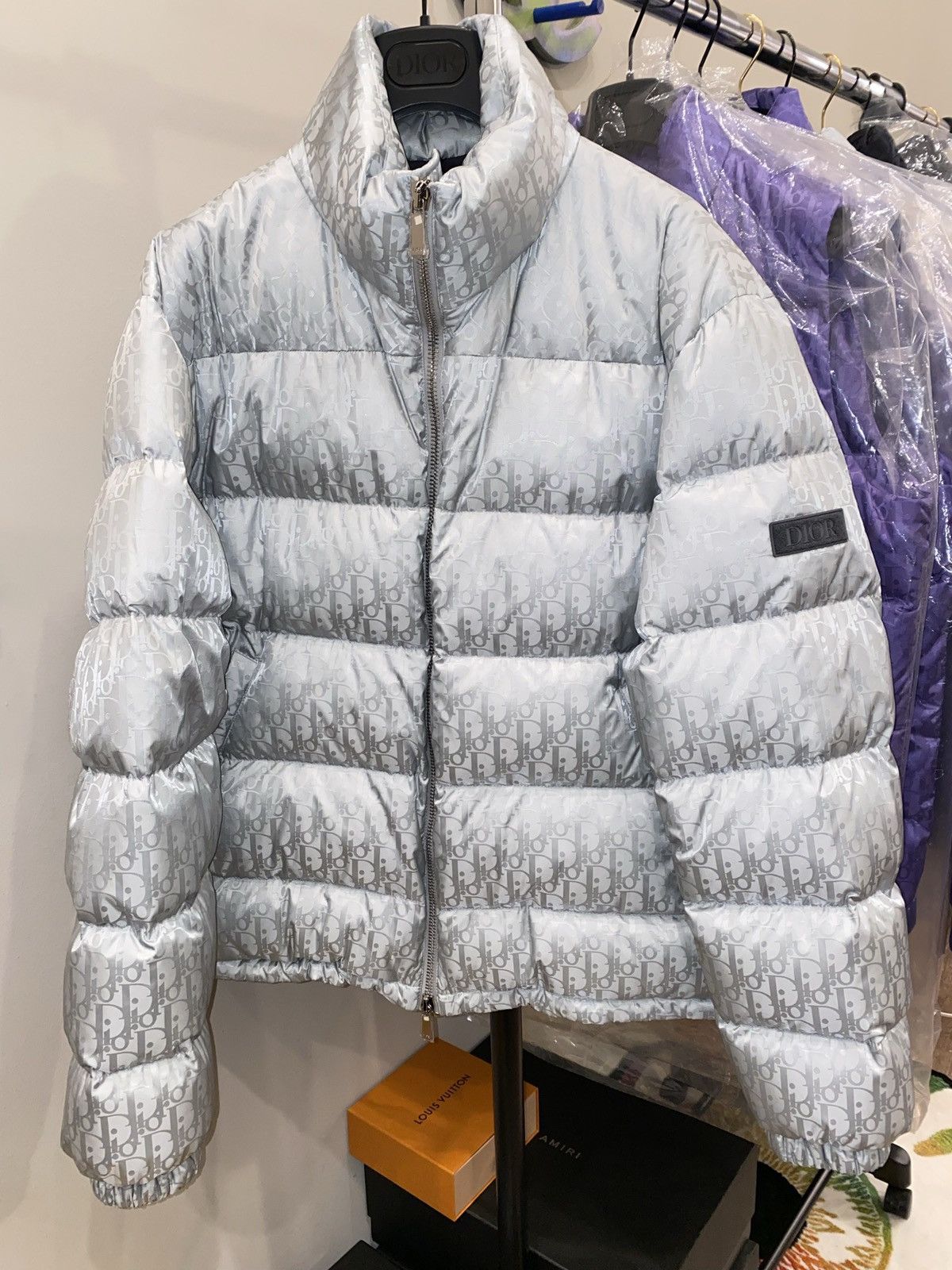 Dior Silver Oblique Puffer Jacket