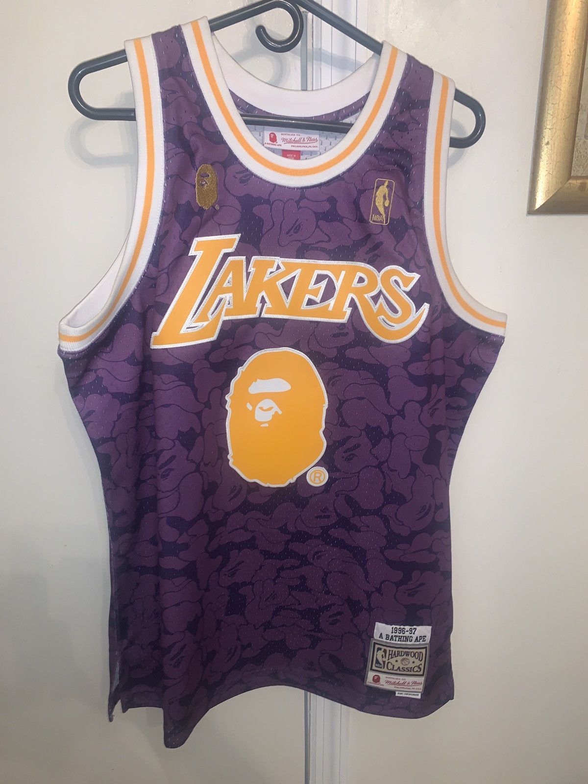 Buy BAPE x Mitchell & Ness Lakers ABC Basketball Swingman Jersey