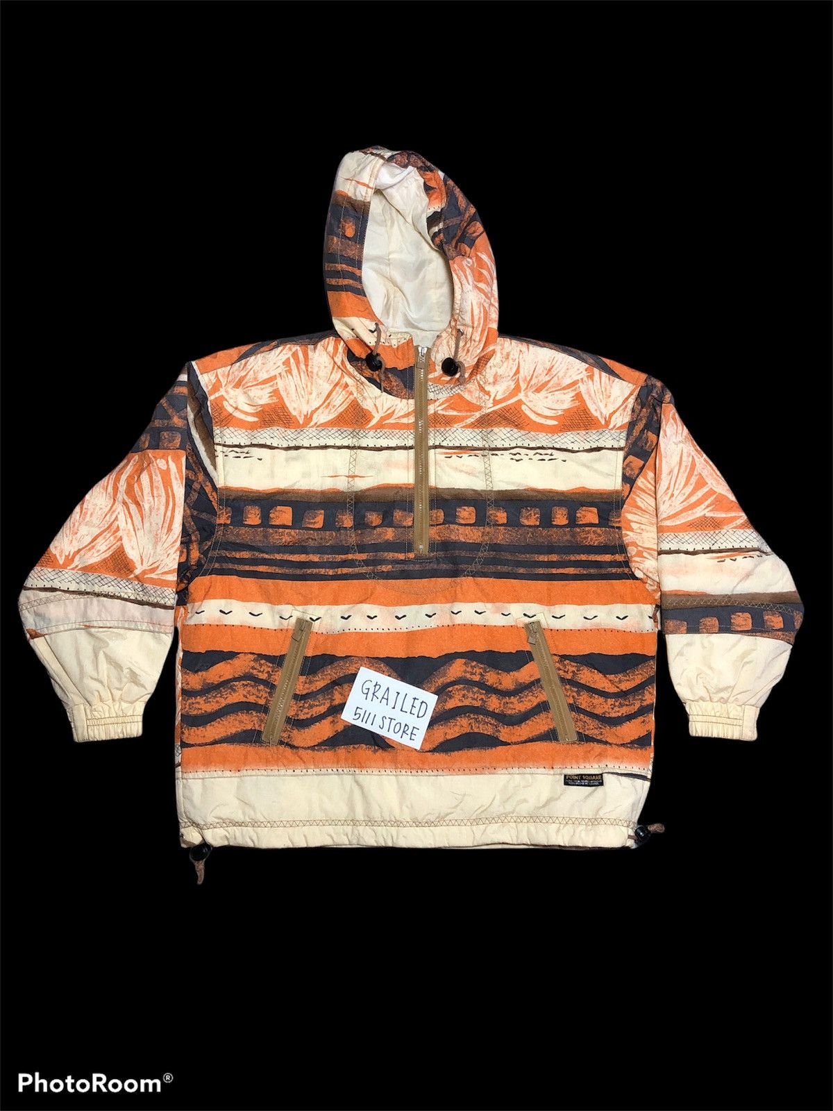 Japanese Brand Point Square Full Print Half Zipper Jacket Size US L / EU 52-54 / 3 - 1 Thumbnail