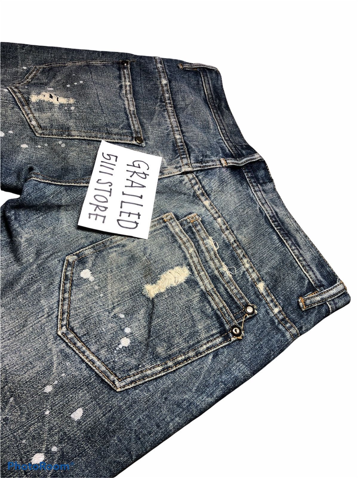 Japanese Brand FLARED⚡️⚡️PAINTED DISTRESSED DENIM Size US 31 - 4 Thumbnail