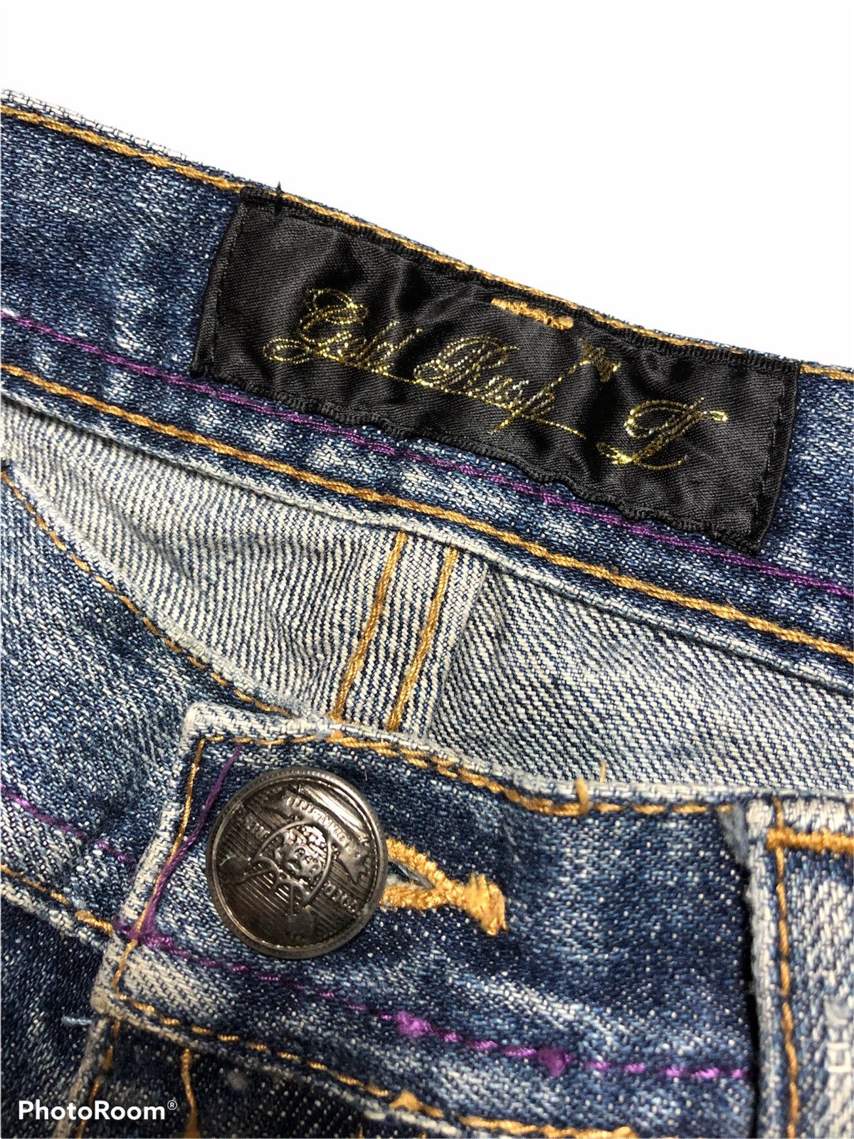 Japanese Brand FLARED⚡️⚡️PAINTED DISTRESSED DENIM Size US 31 - 5 Thumbnail