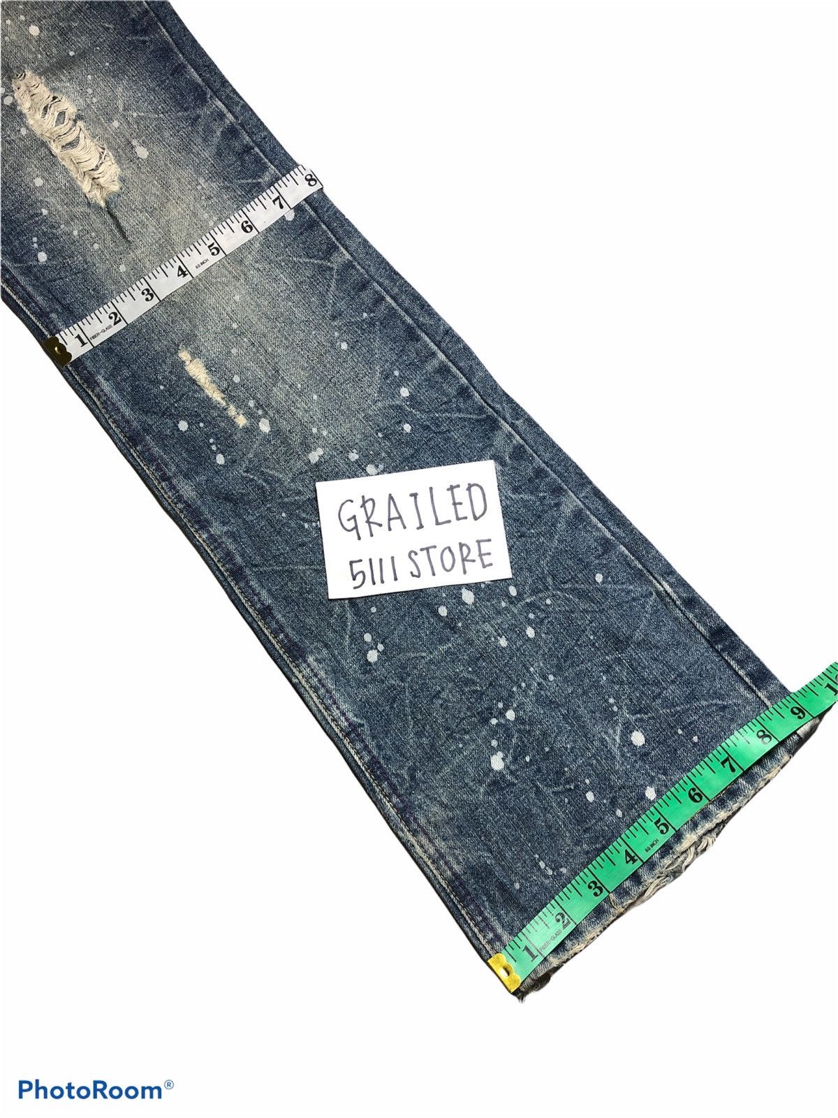 Japanese Brand FLARED⚡️⚡️PAINTED DISTRESSED DENIM Size US 31 - 9 Thumbnail
