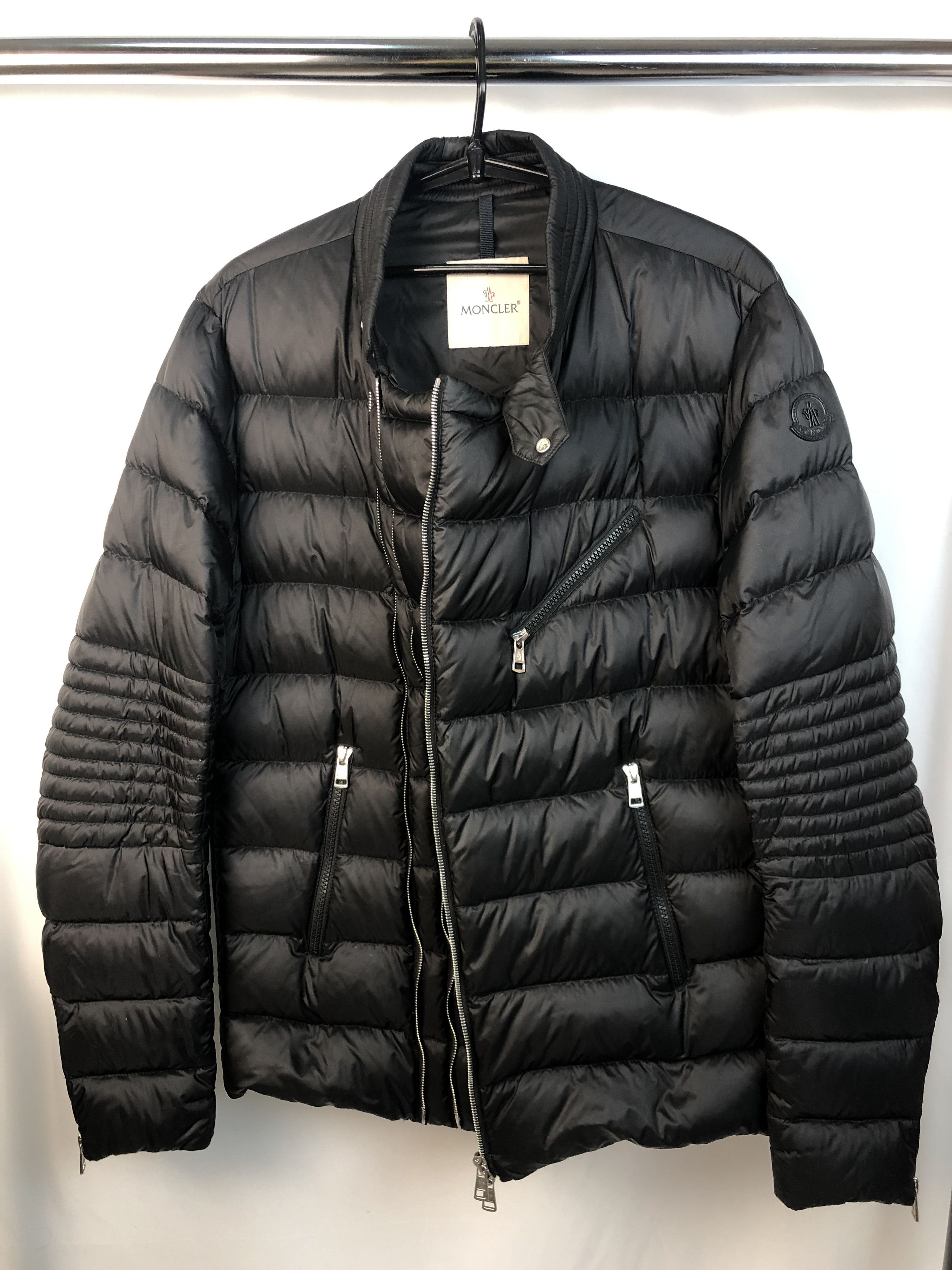 Moncler Moncler Aubin black biker puffer jacket | Grailed