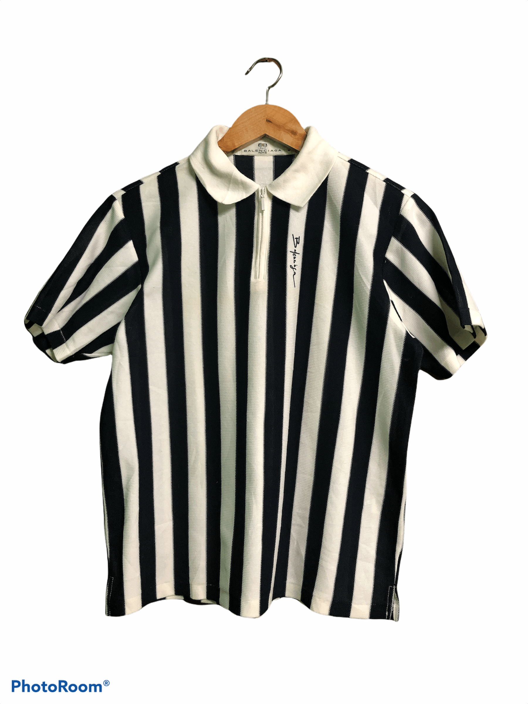 Balenciaga Balenciaga Stripe Half Zipper Shirt Size US XS / EU 42 / 0 - 1 Thumbnail