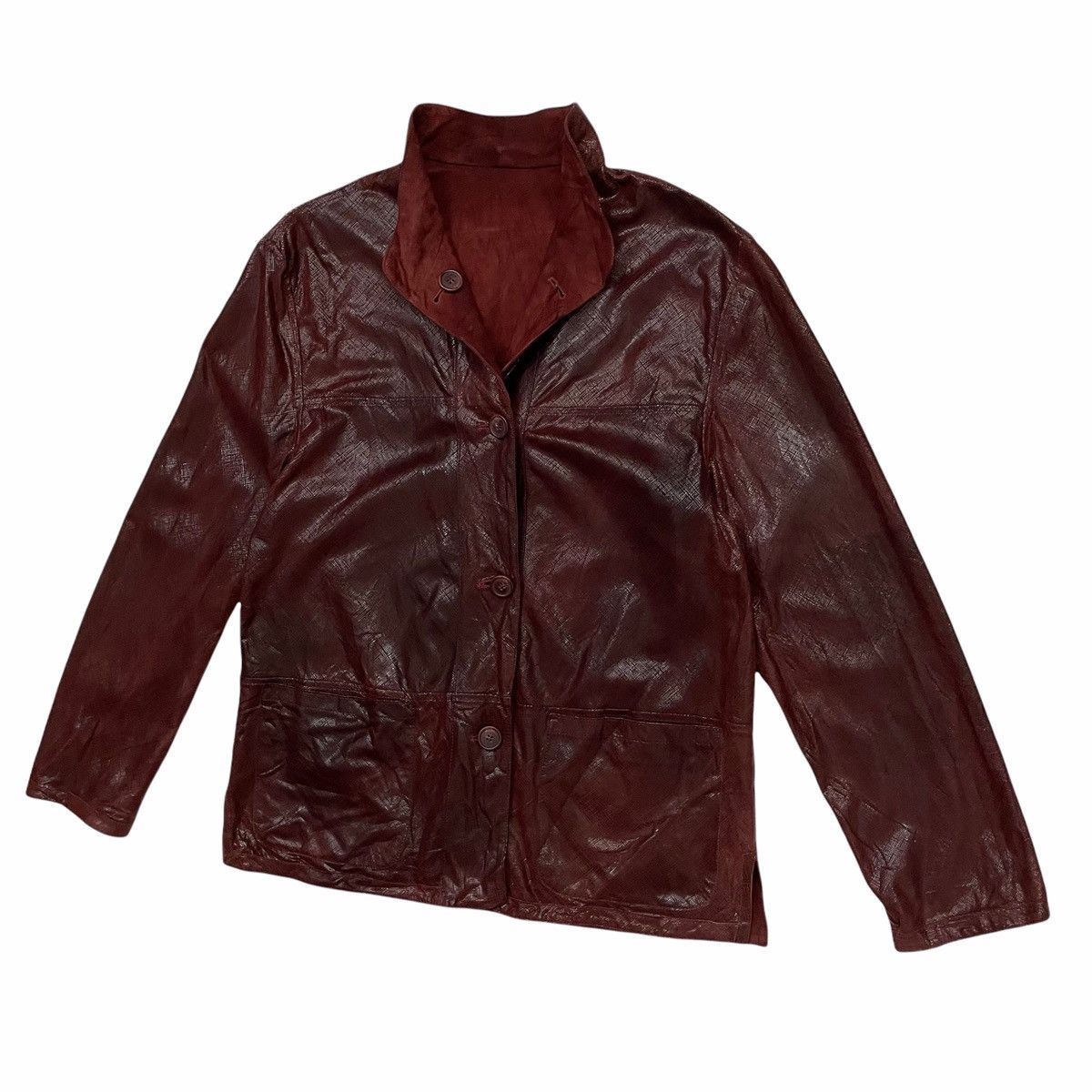 Vintage 💥 80s Emporium Italy Leather Button Jacket Size US S / EU 44-46 / 1 - 2 Thumbnail