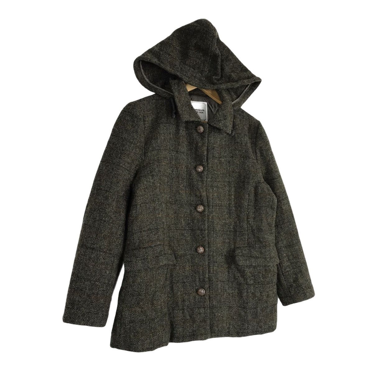 Harris Tweed × Mademoiselle Non Non Wool Hoodie Coat Button Down Jacket Size US S / EU 44-46 / 1 - 3 Thumbnail