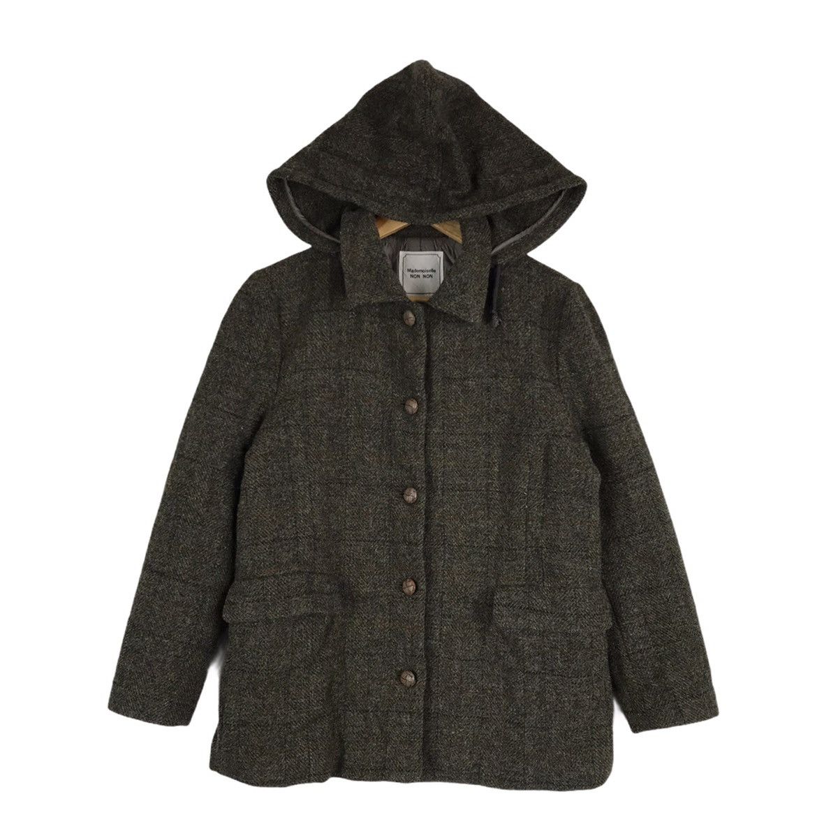 Harris Tweed × Mademoiselle Non Non Wool Hoodie Coat Button Down Jacket Size US S / EU 44-46 / 1 - 1 Thumbnail