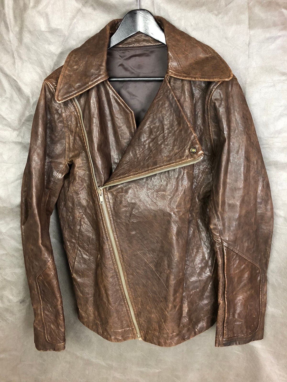Pre-owned Rick Owens Aw09 Berger Hammered Lamb Leather Jacket In Brown
