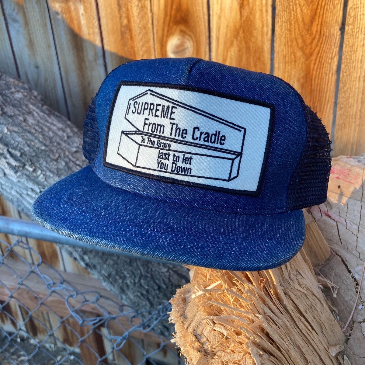 image of Supreme Cradle To The Grave Hat in Denim, Men's