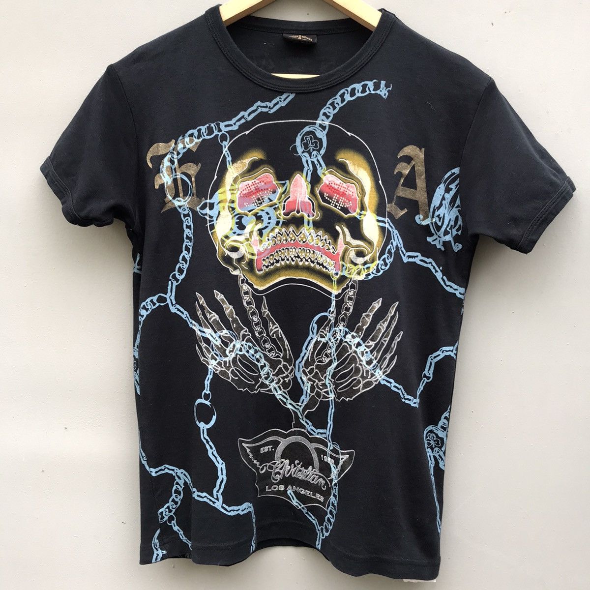 Christian Audigier Skull Hands T Shirt