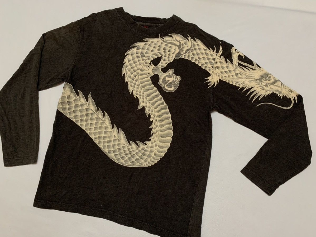 Japanese Brand Long Sleeve Tshirt - Vintage Dragon Tshirt Size US L / EU 52-54 / 3 - 4 Thumbnail