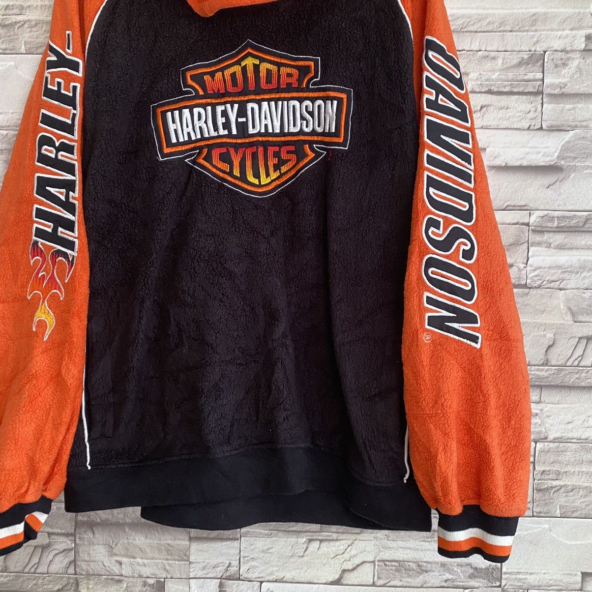 Harley Davidson Vintage Harley Davidson Flame Embroidery Hoodie Fleece Size US M / EU 48-50 / 2 - 4 Thumbnail