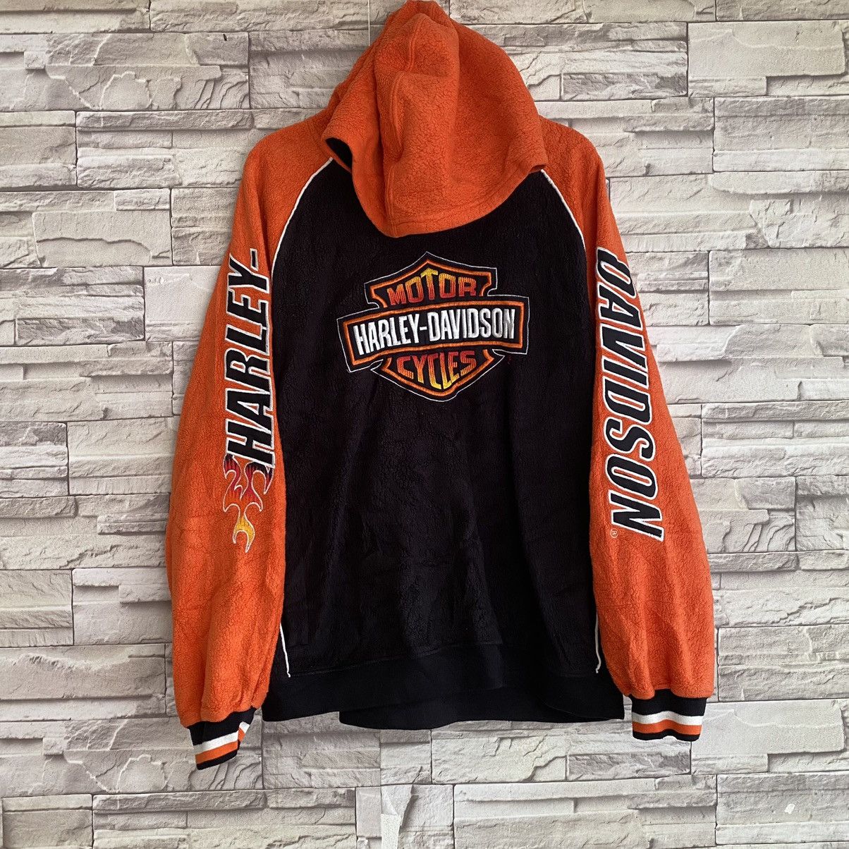 Harley Davidson Vintage Harley Davidson Flame Embroidery Hoodie Fleece Size US M / EU 48-50 / 2 - 3 Thumbnail