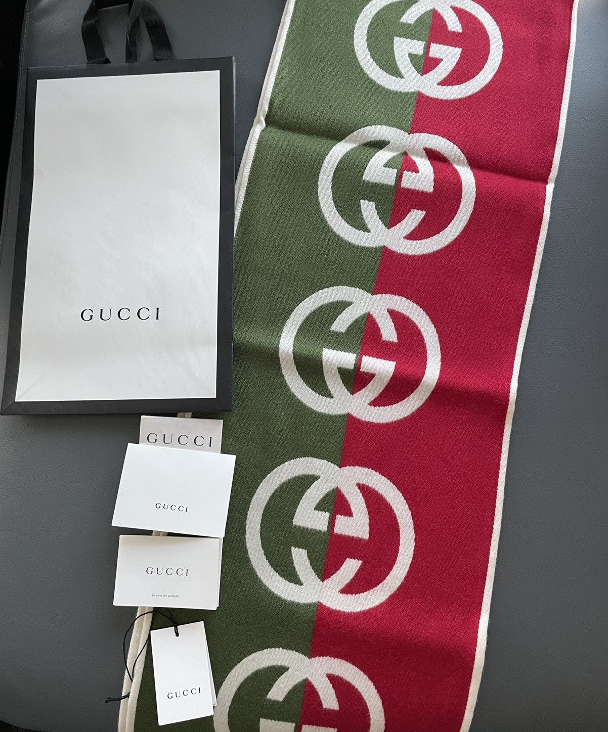 Gucci Super Runway Limited Edition GG Logo Gucci Wool Scarf Size ONE SIZE - 13 Thumbnail