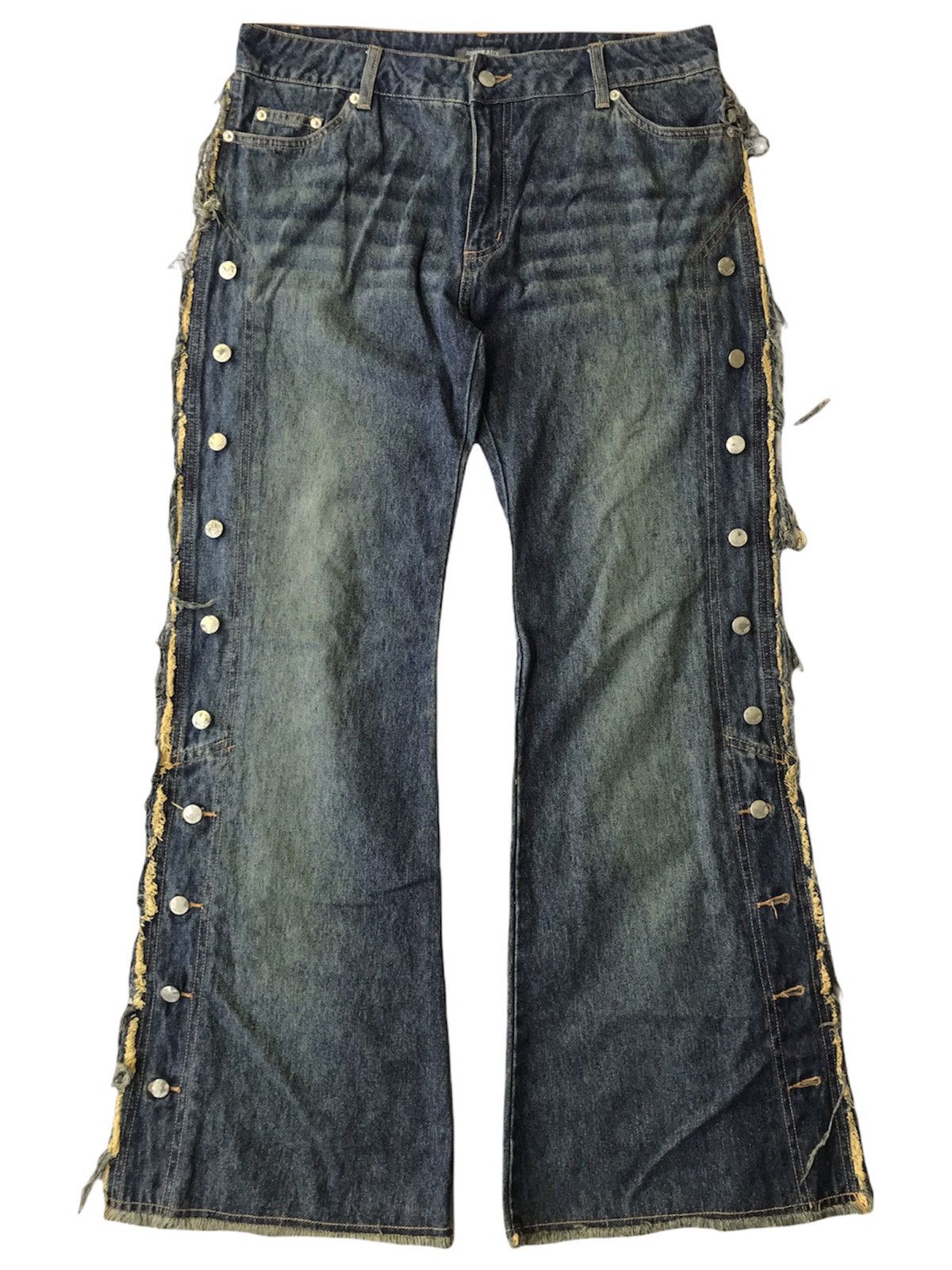 image of Beauty Beast x Vintage Statement Pants Y2K Style Cowboy Pattern in Blue Wash, Men's (Size 33)